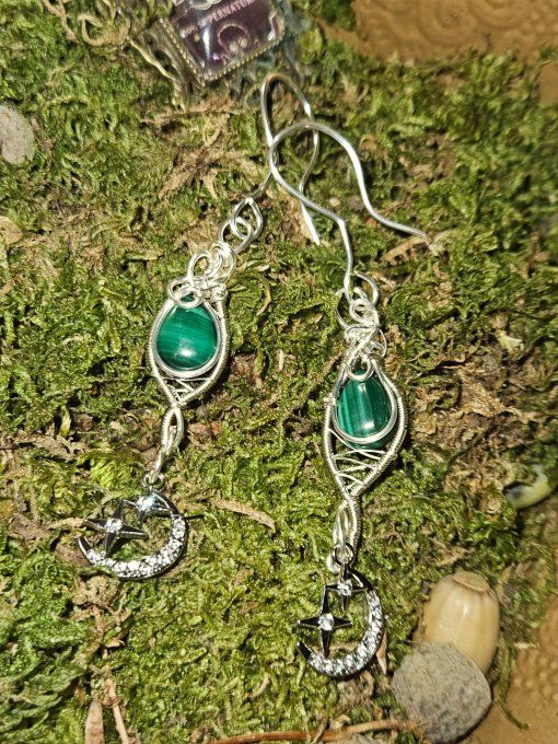 Boucle d'oreille Malachite –✨ Harmonie et Protection du Cœur 