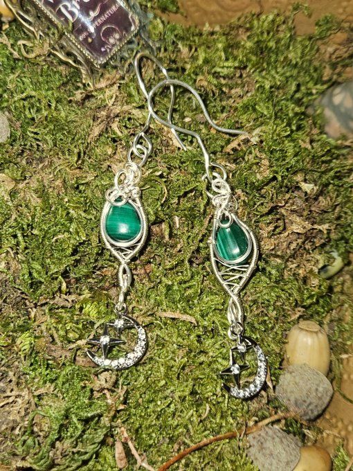 Boucle d'oreille Malachite –✨ Harmonie et Protection du Cœur 