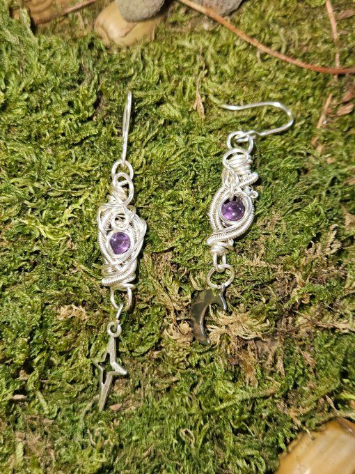 - Améthyste. Boucles d’oreille 