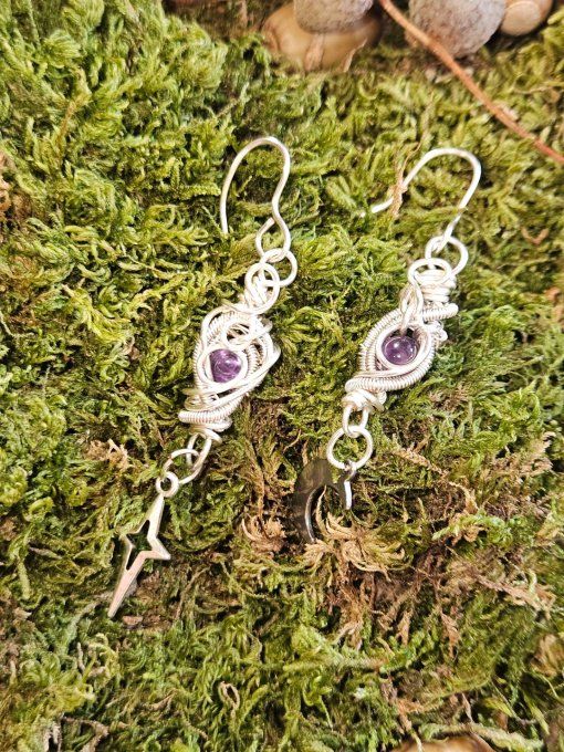  - Améthyste. Boucles d’oreille 