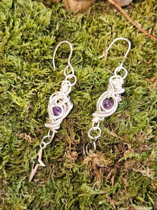  - Améthyste. Boucles d’oreille 
