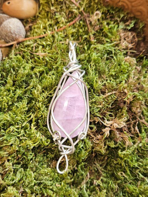 Kunzite ✨ pendentif fil argent coeur cuivre 