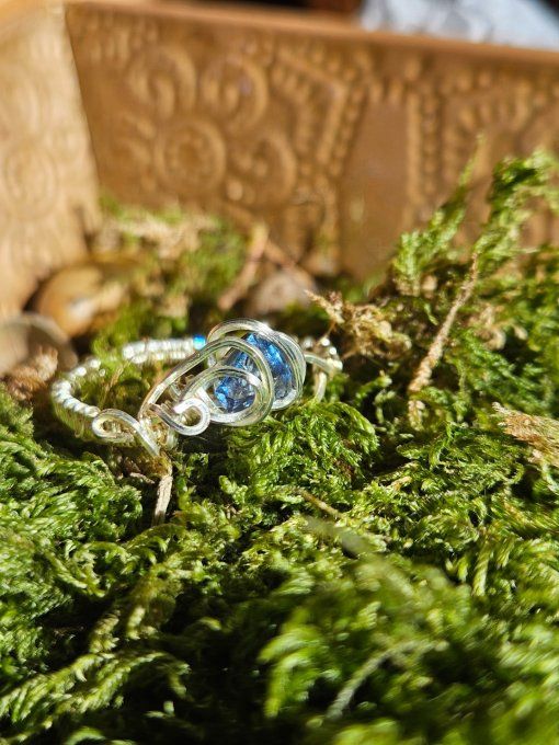 bague zircon bleu-ajustable