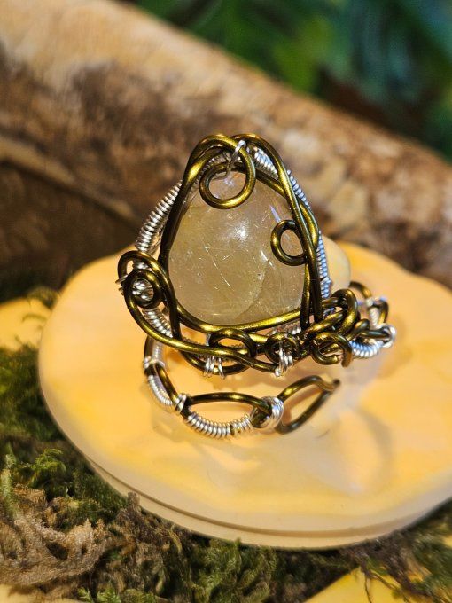 Bague Quartz rutile - silver Bonze Ajustable 