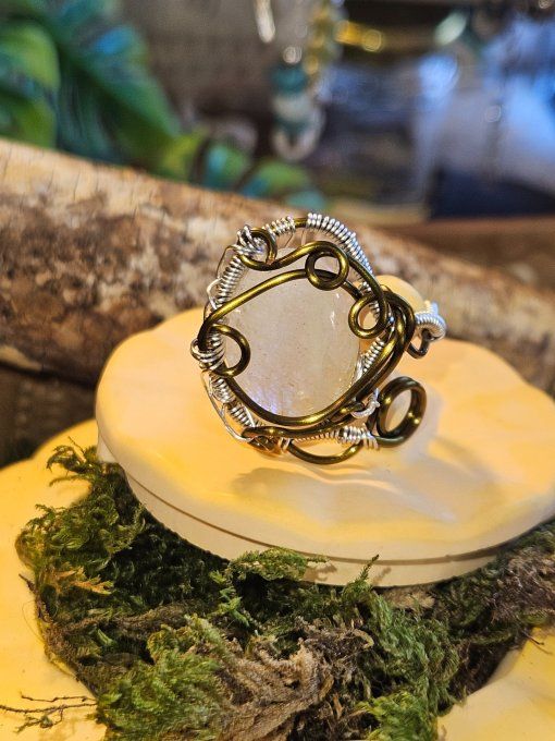 Bague Pierre de Lune -Belomorite - ajustable 