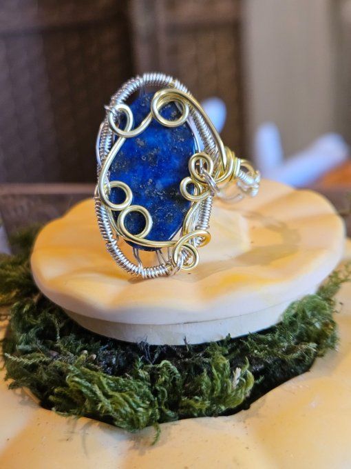 Bague lapis Lazuli -ajustable serpentine 