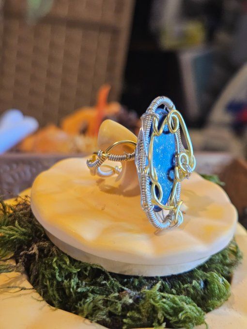 Bague lapis Lazuli -ajustable serpentine 