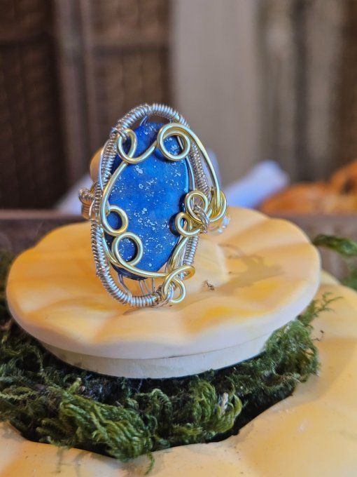 Bague lapis Lazuli -ajustable serpentine 
