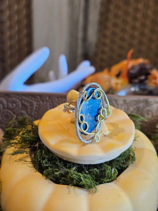 Bague lapis Lazuli -ajustable serpentine 