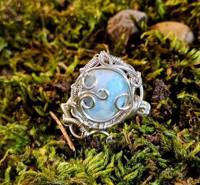 Bague elfique -Calcite caribéenne -ajustable serpentine 