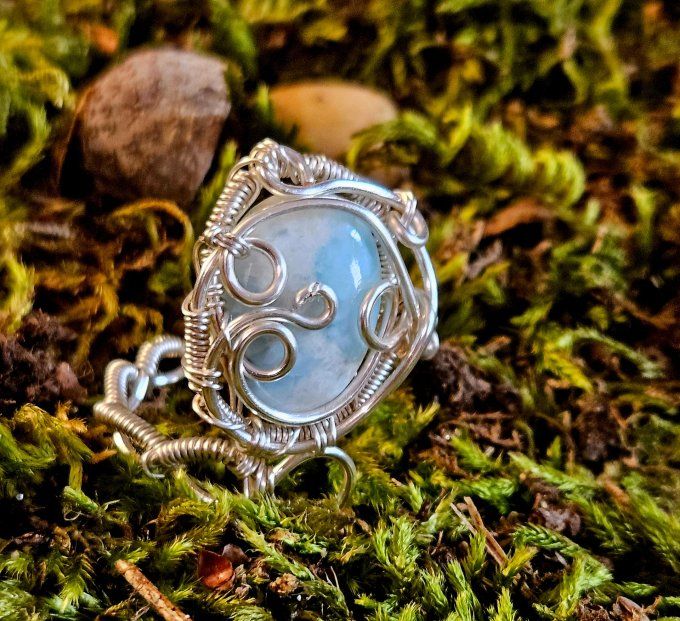 Bague elfique -Calcite caribéenne -ajustable serpentine 