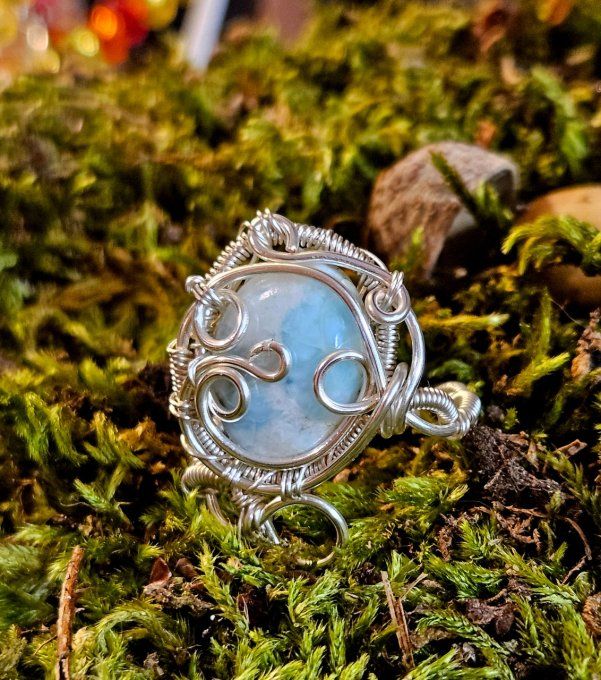 Bague elfique -Calcite caribéenne -ajustable serpentine 
