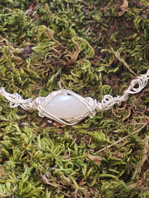 Charms Agate blanche druzy -Paix intérieur et ouverture spirituelle 