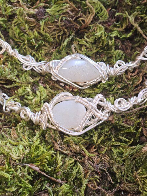 Charms Agate blanche druzy -Paix intérieur et ouverture spirituelle 