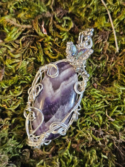  Grande Amulette Améthyste Chevron