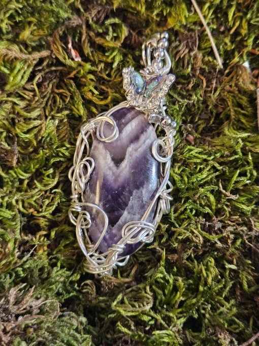  Grande Amulette Améthyste Chevron