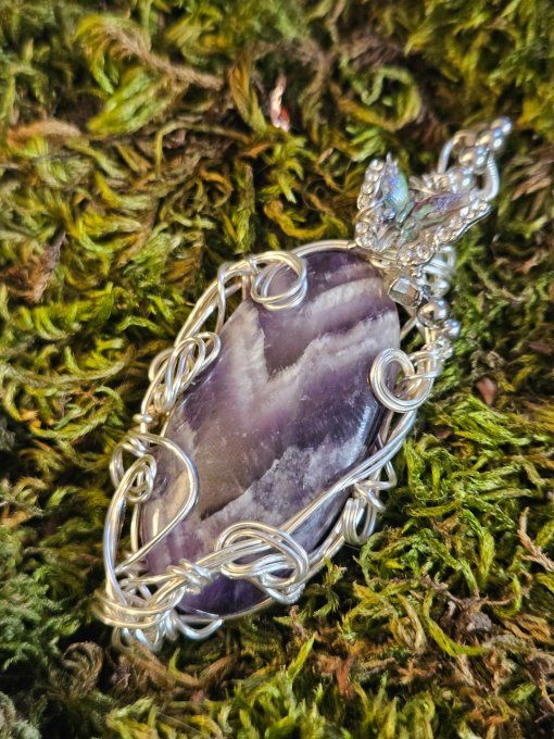  Grande Amulette Améthyste Chevron