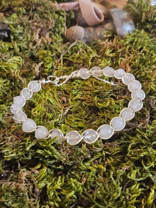 Bracelet Quartz rose , amour et douceur , sur mesure 