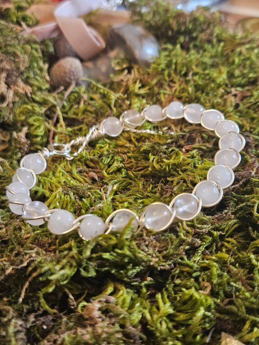 Bracelet Quartz rose , amour et douceur , sur mesure 