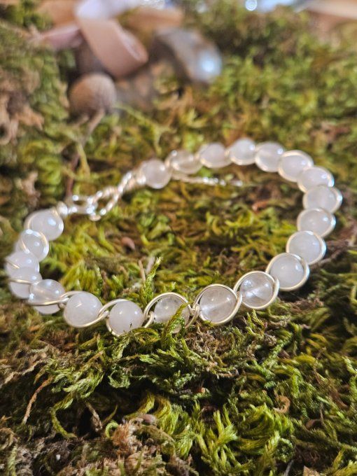 Bracelet Quartz rose , amour et douceur , sur mesure 