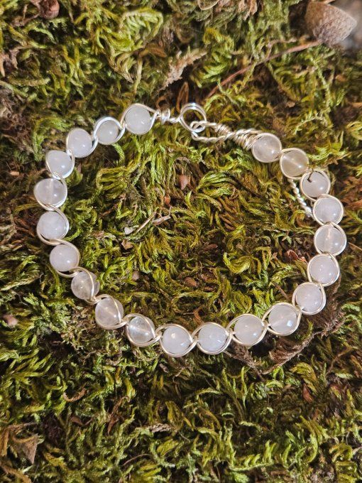 Bracelet Quartz rose , amour et douceur , sur mesure 