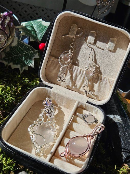 Coffret parure Quartz rose