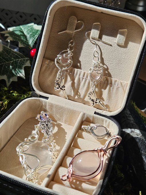 Coffret parure Quartz rose