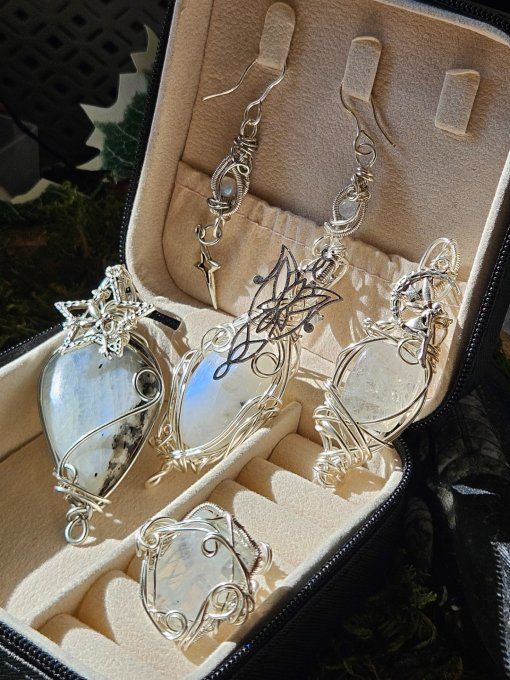 Parure pierre de Lune -Péristerite - Acompte 