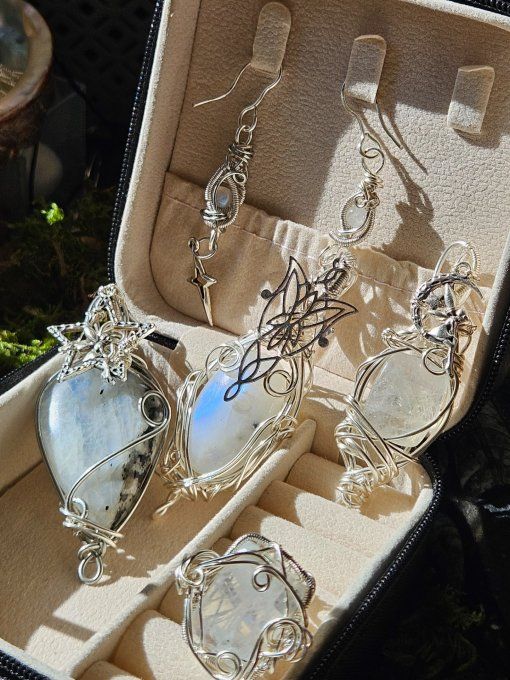 Parure pierre de Lune -Péristerite - Acompte 