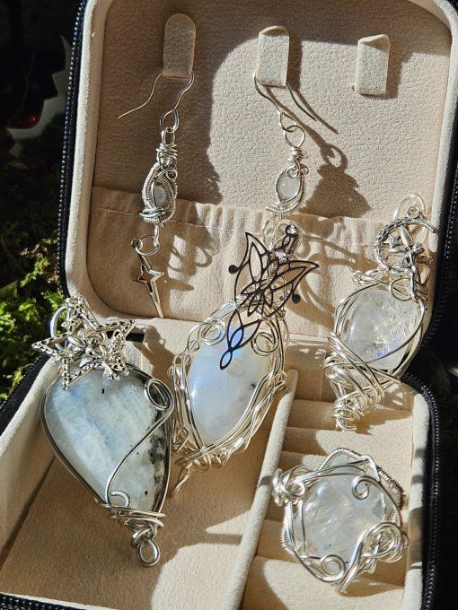 Parure pierre de Lune -Péristerite - Acompte 