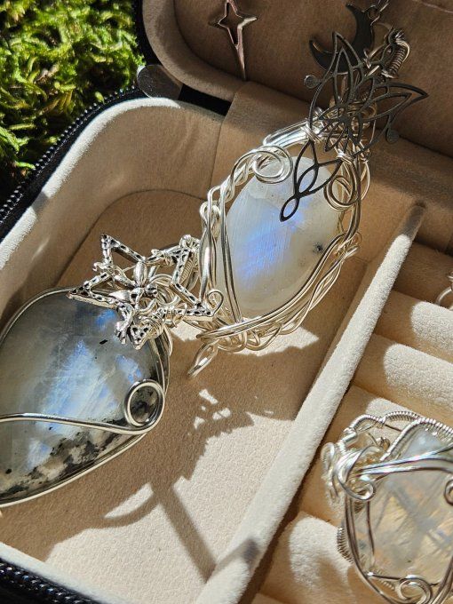 Parure pierre de Lune -Péristerite - Acompte 