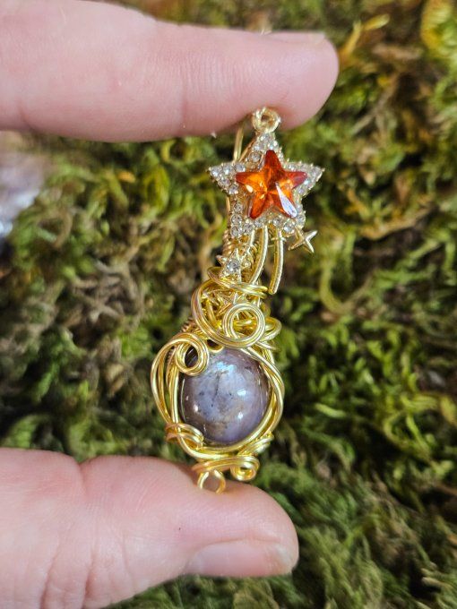 Pendentif Rubis violet etoile ✨amulette or 