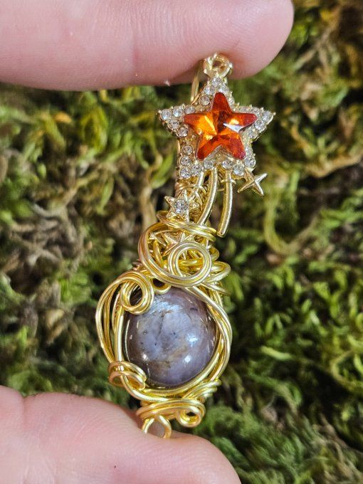 Pendentif Rubis violet etoile ✨amulette or 