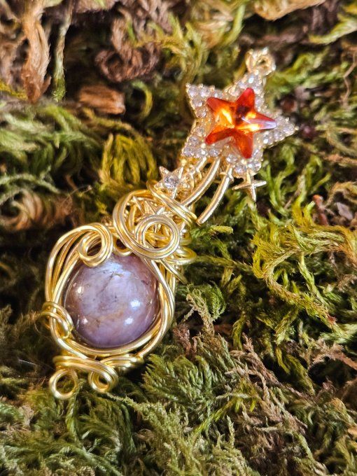 Pendentif Rubis violet etoile ✨amulette or 