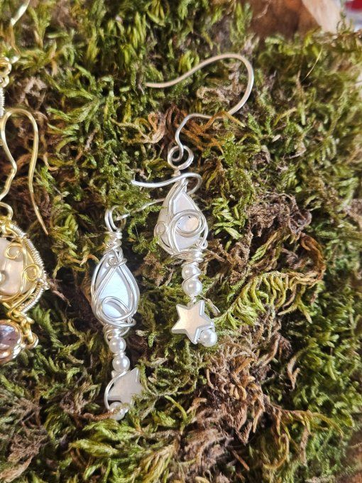 Boucles d'oreille Nacre Blanche 