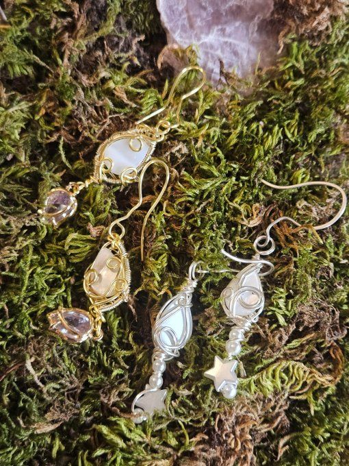 Boucles d'oreille Nacre Blanche 
