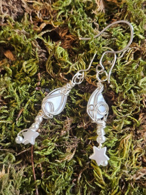 Boucles d'oreille Nacre Blanche 