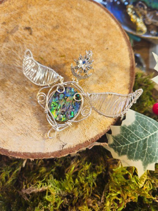 Pendentif Ailes De L’Océan – Abalone & Argent | Bijou Naturel D’Apaisement Et De Créativité