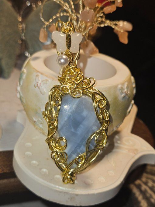 Pendentif  Opale Bleue Commune ✨amulette Or