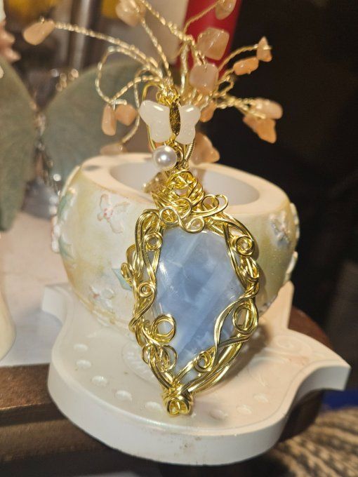 Pendentif  Opale Bleue Commune ✨amulette Or