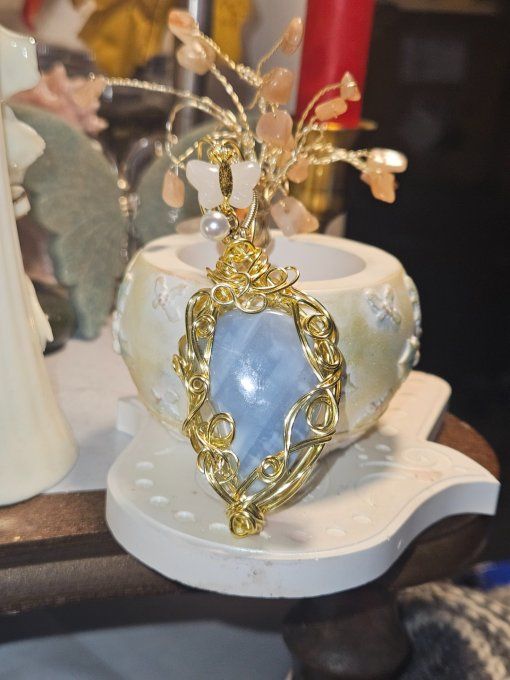 Pendentif  Opale Bleue Commune ✨amulette Or