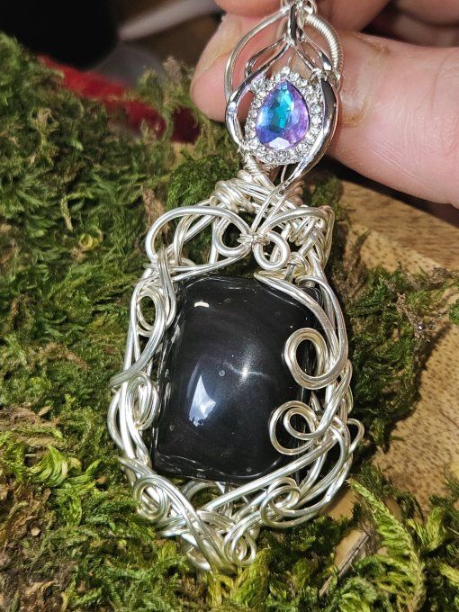 Pendentif Obsidienne Oeil céleste -protection et vérité