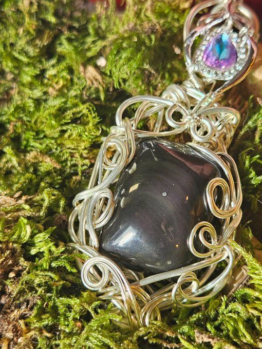 Pendentif Obsidienne Oeil céleste -protection et vérité