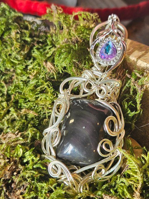 Pendentif Obsidienne Oeil céleste -protection et vérité