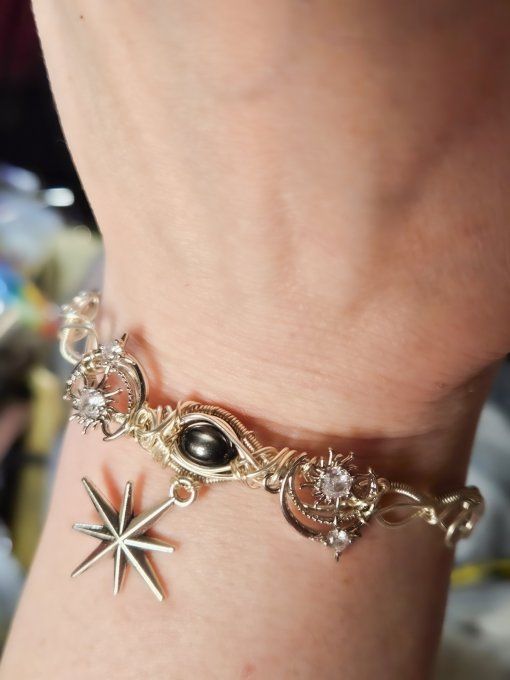 Diopside black star -collier charms modulable 