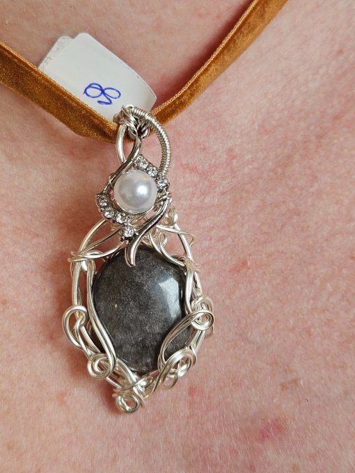  Amulette Obsidienne Argentée ✨sheen