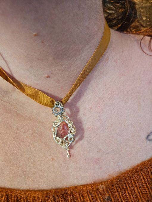 Pendentif Rhodochrosite – Apaisement, Sérénité & Protection