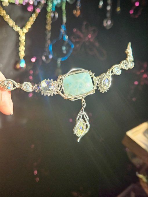 Douceur d'Uranus : collier modulable Calcite Caribéenne 