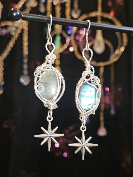 Boucles D’Oreilles En Labradorite – Protection & Éclat Intuitif 