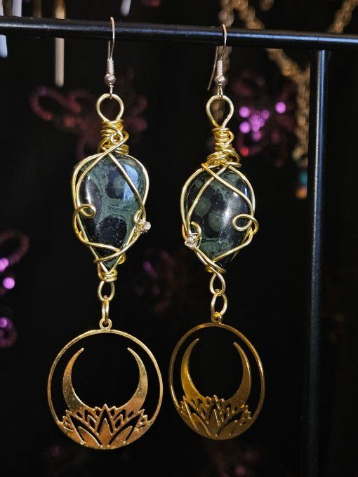 Boucle jaspe kambaba lune d'or 